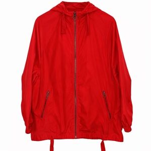 ZARA TRF Collection Red Hooded Zip-Up Packable Windbreaker Jacket Size M